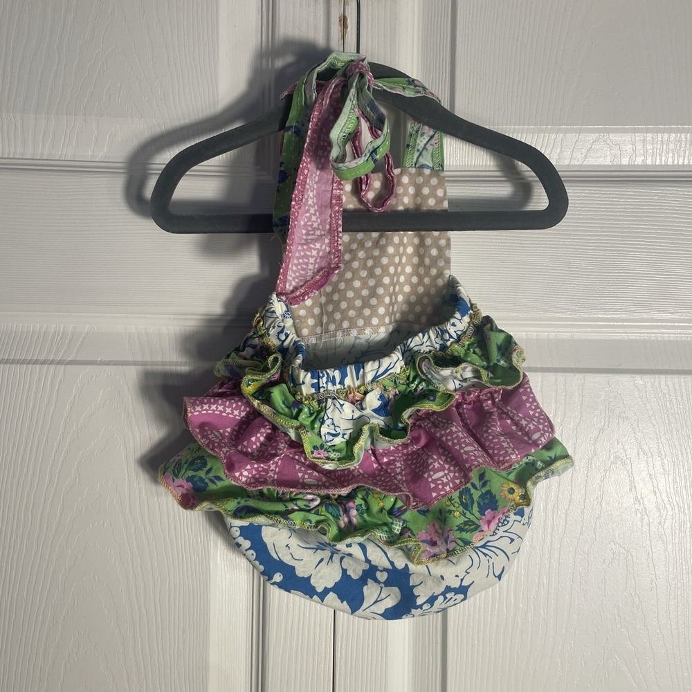 Vintage Purrfect Bubble Romper Baby Girl 0-3 Mos Floral Ruffles 100% Cotton Snap - Picture 2 of 4